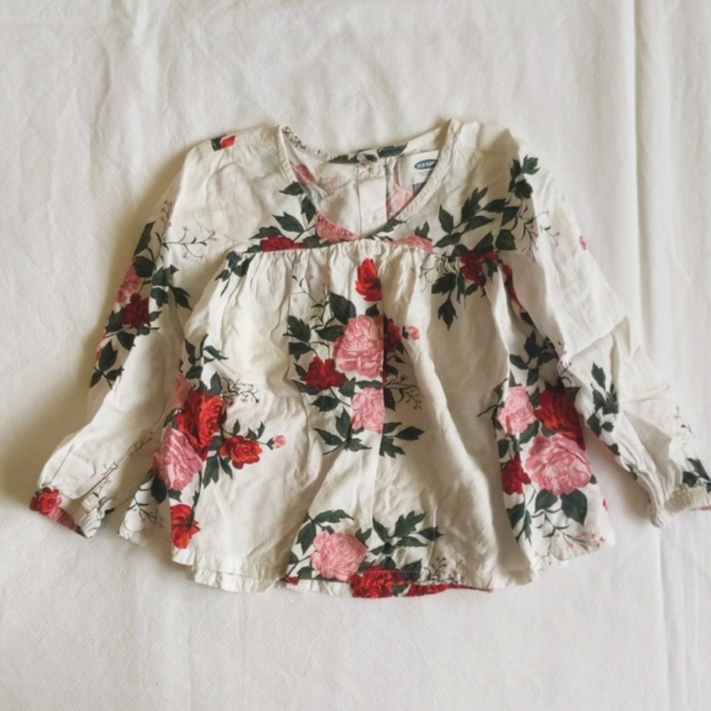 old navy rose floral flowy blouse rayon viscose 2T toddler girls